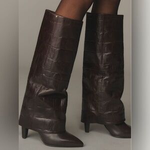 Bronx Jad-ey Croc Embossed Foldover Boots from Anthropologie